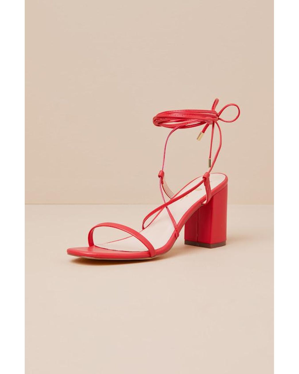 Lulus Red Aribaa Lace-Up High Heel Sandals