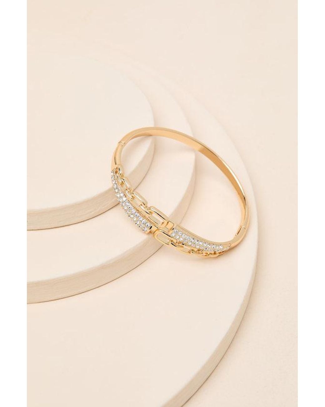 Lulus Green Geneva Rhinestone Bangle Bracelet