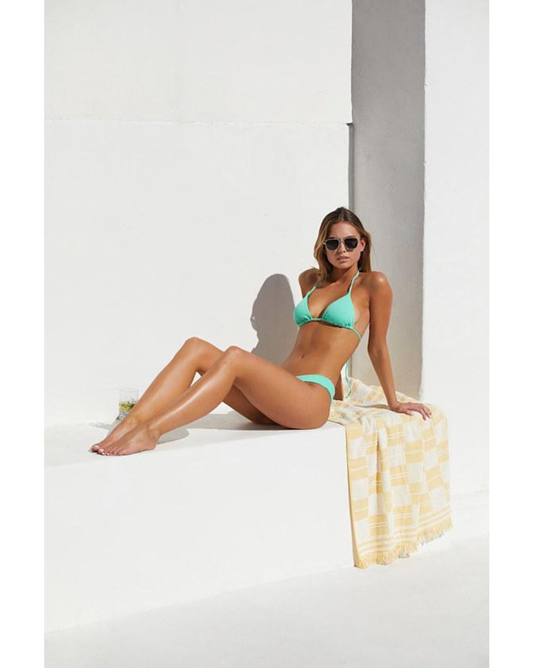 Lulus Green Sandy Messages Light Ribbed Bikini Bottoms