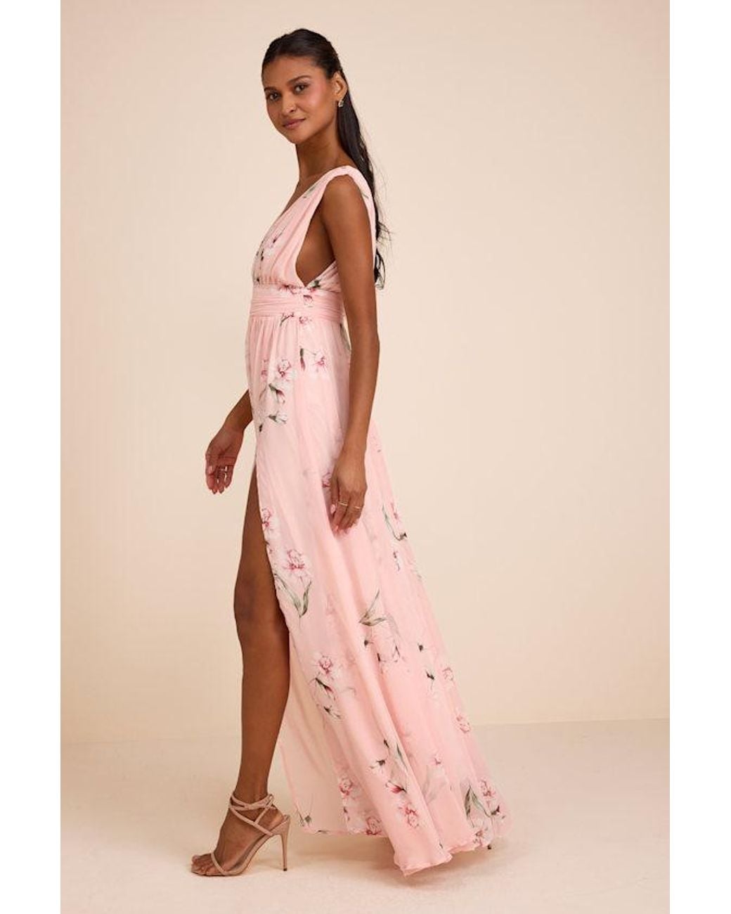 Lulus Natural Garden Meandering Floral Print Maxi Dress