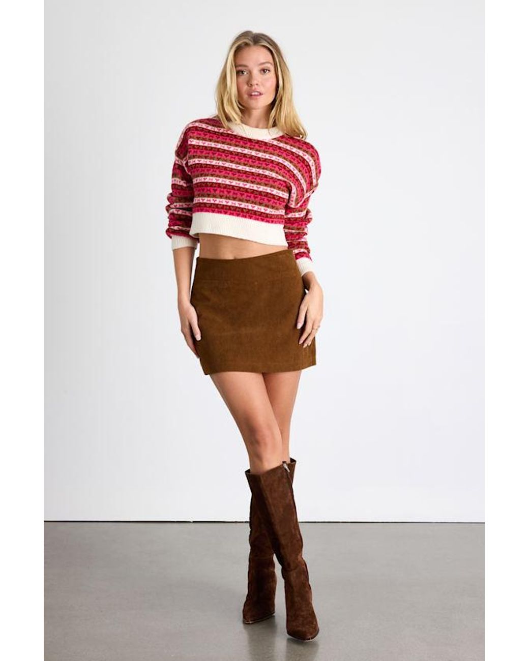 Lulus Red Townes Striped Heart And Bow Cropped Sweater Top