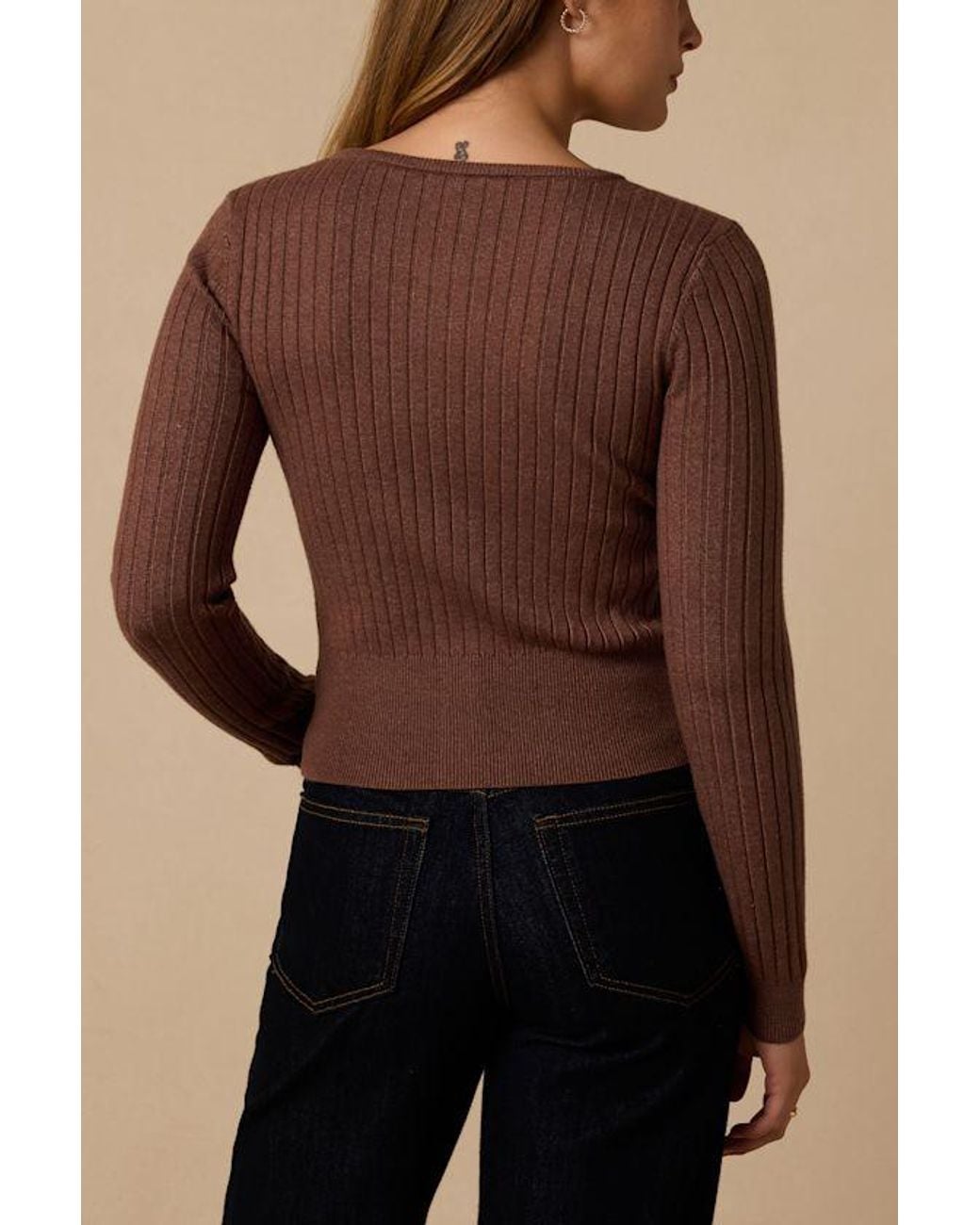 Lulus Brown Perfect Classic Ribbed Knit Cardigan Sweater