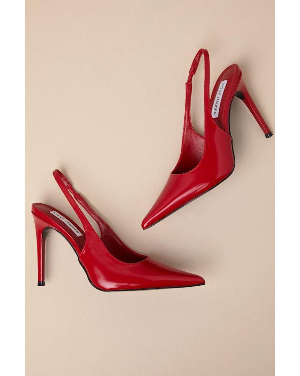 Steve Madden Reyes Box Leather Slingback Pumps in Red | Lyst