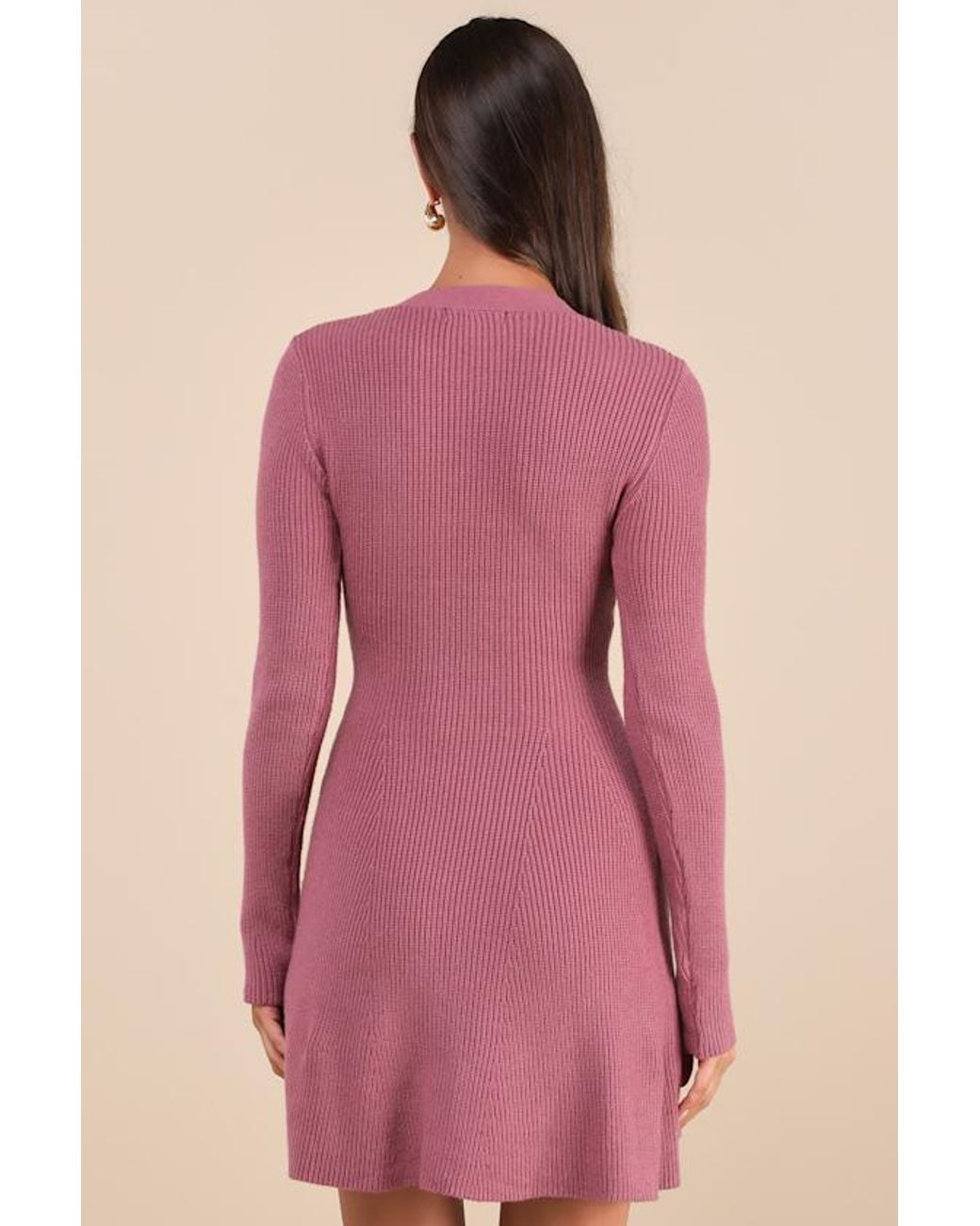 Lulus Pink Adorably Flirty Button-Front Sweater Mini Dress