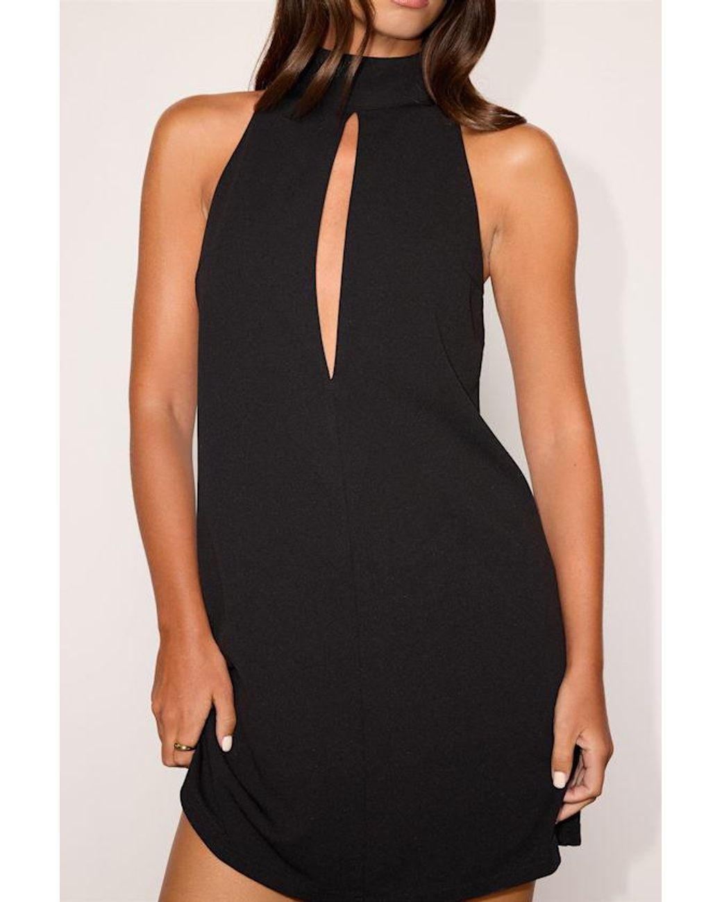 Lulus Black Bex Mock Neck Shift Mini Dress