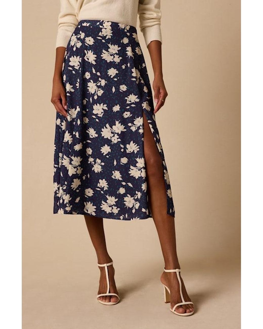 Lulus Natural Always Praiseworthy Floral Print Midi Skirt