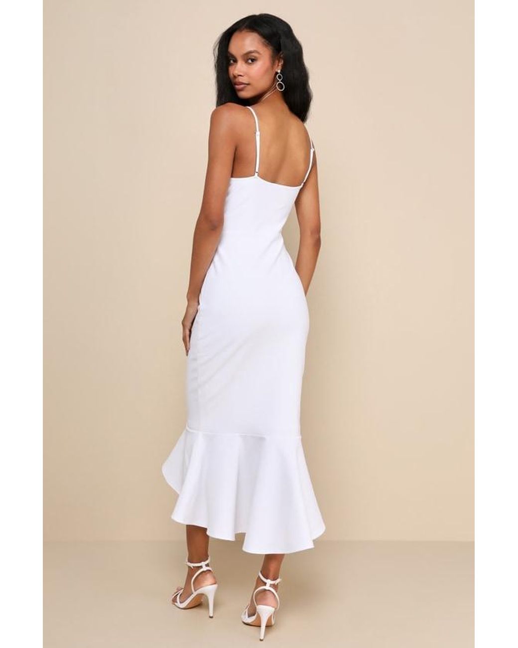 Lulus Natural Stun Like Me Bodycon Trumpet Hem Midi Dress