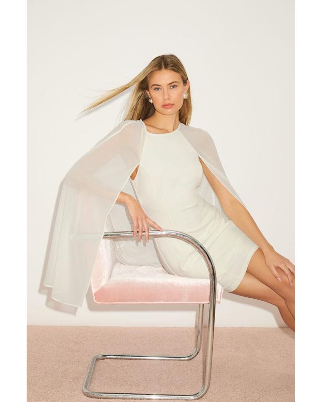 Lulus White Captivating Drama Cape Sleeve Mini Dress