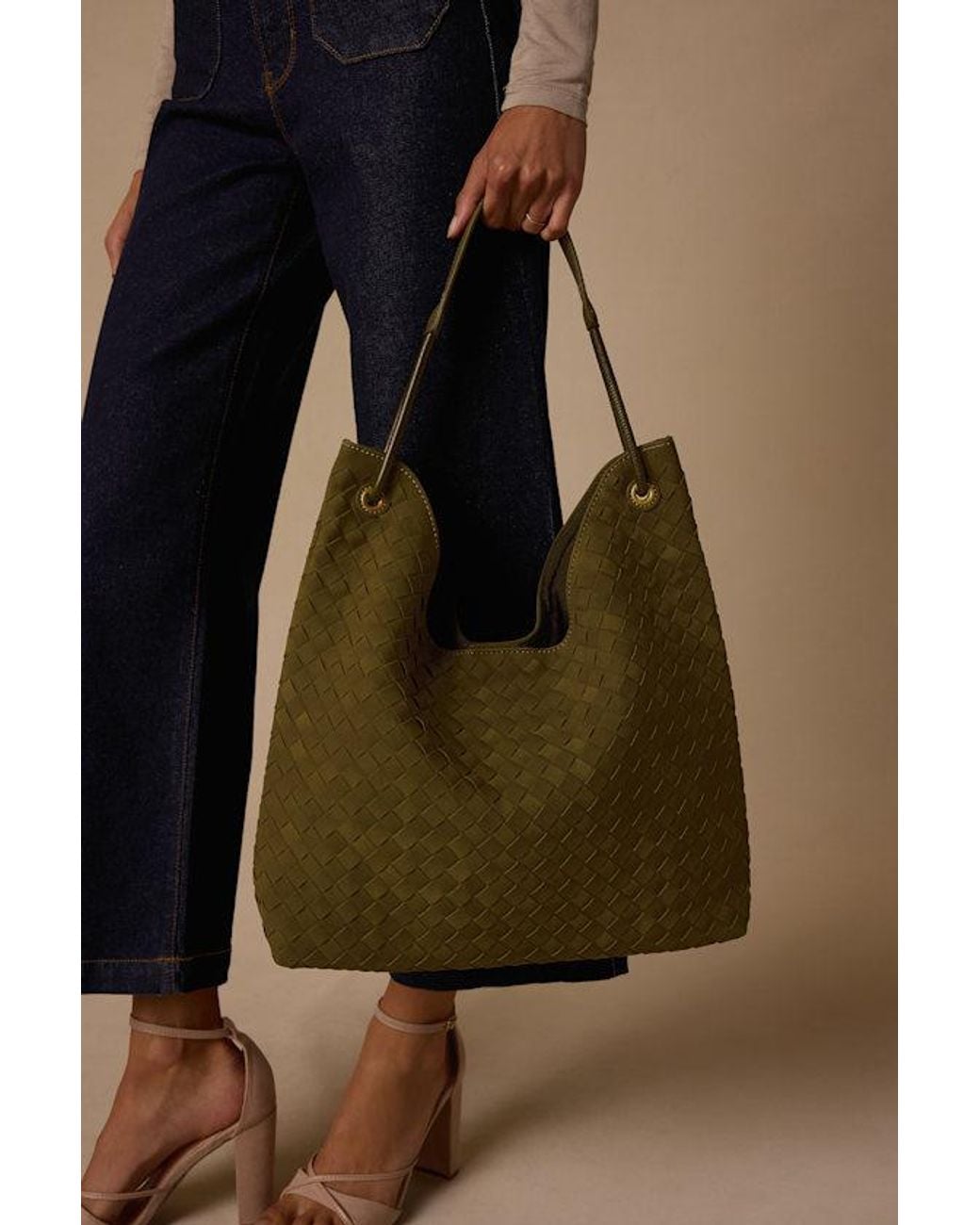 Lulus Green Alba Woven Tote Bag