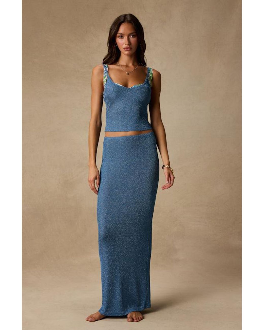 Lulus Blue Sea Glass Lurex Cami Swim Cover-Up