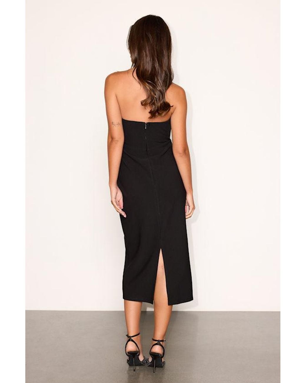 Lulus Black Vivienne Strapless Midi Dress