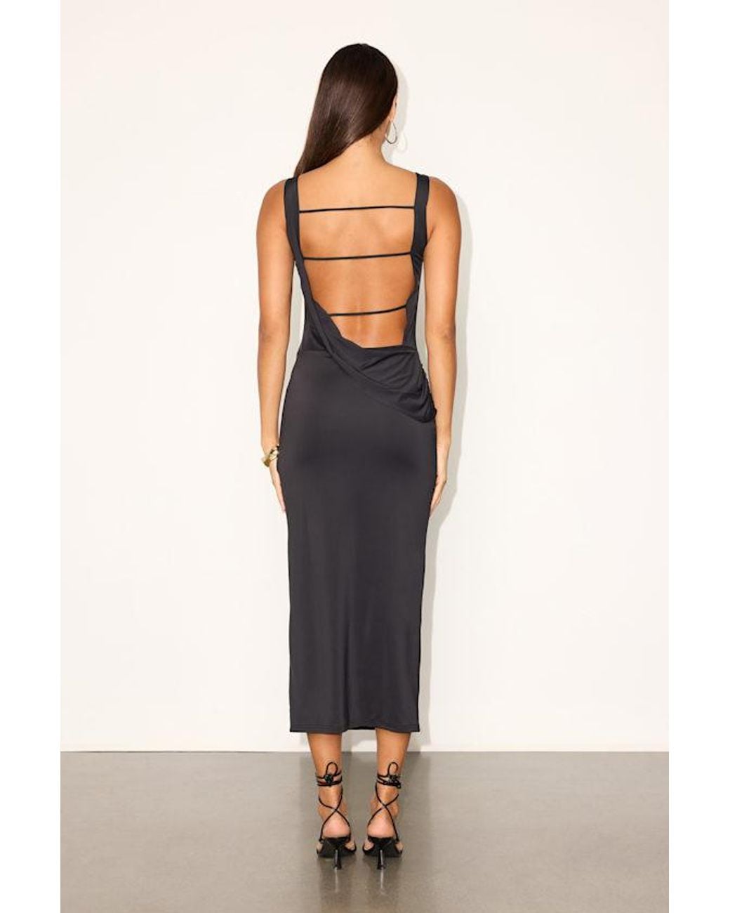 Lulus Brown Karolina Jersey Knit Backless Midi Dress