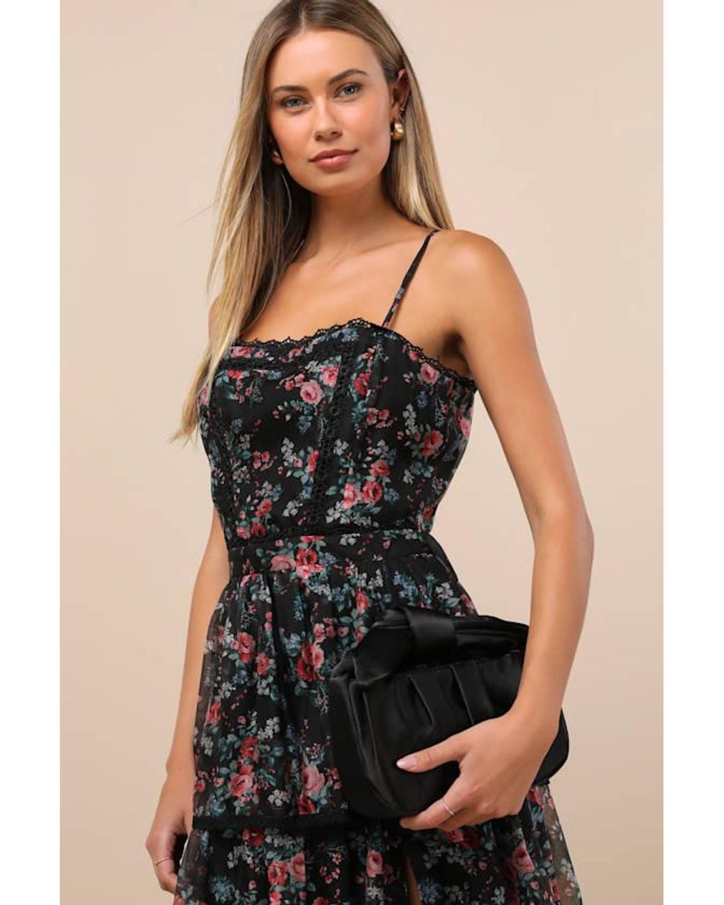 Lulus Black Essential Style Satin Knot Handle Clutch Bag