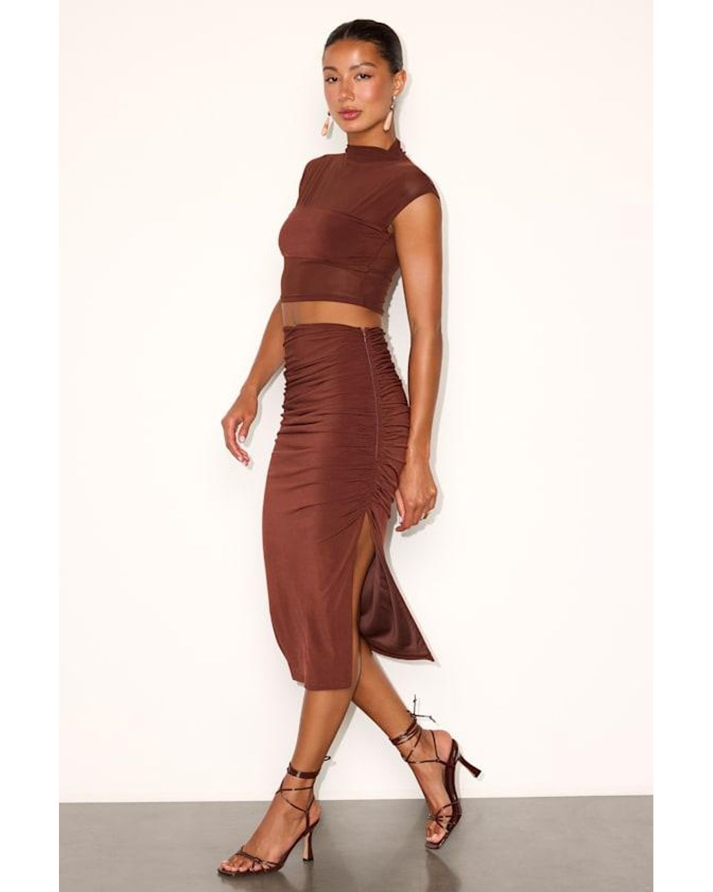Lulus Red Kiara Mesh Two-Piece Midi Dress