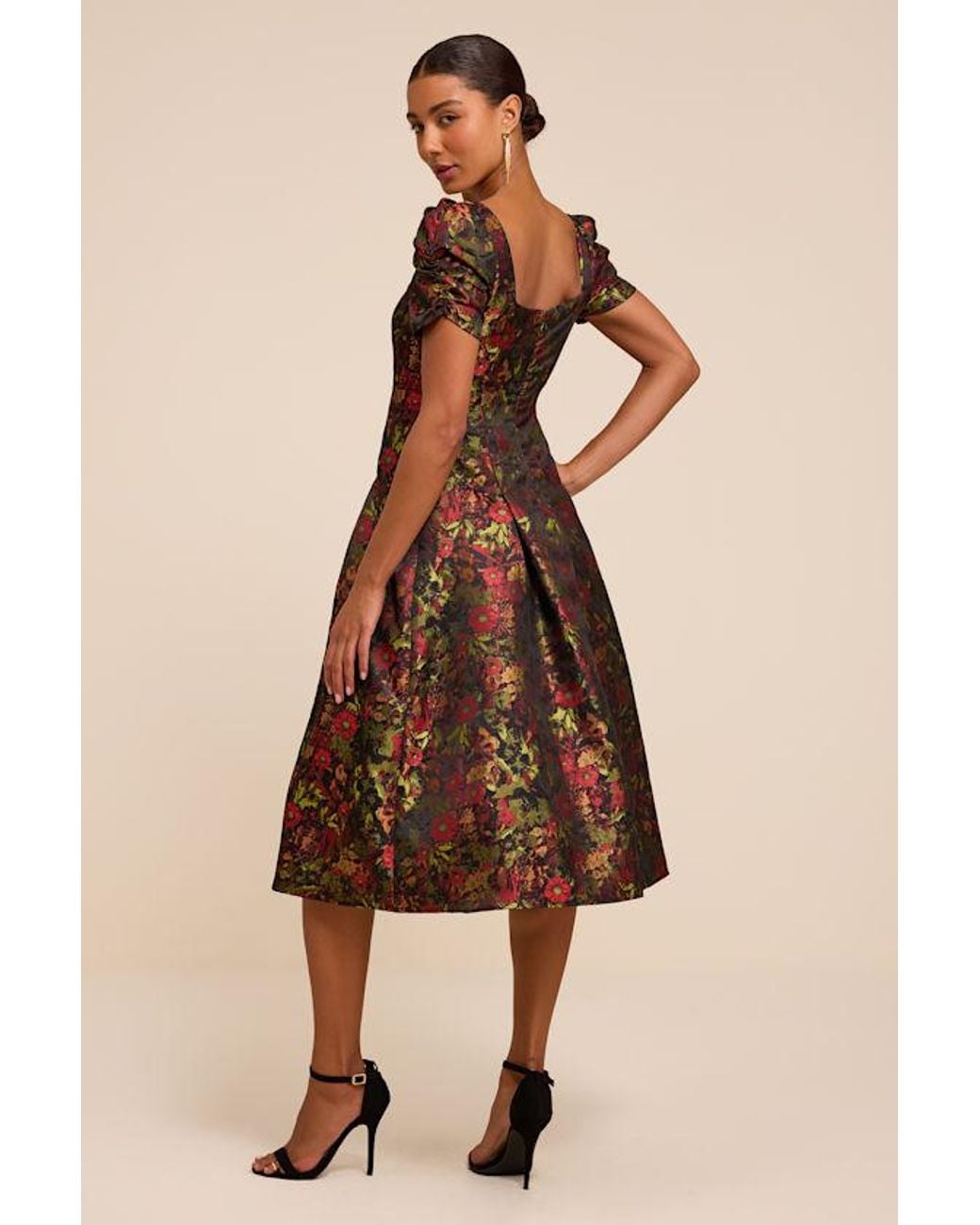 Lulus Natural Jolie Floral Midi Dress