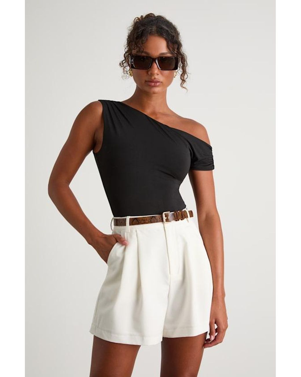Lulus White Sharise Pleated High-Rise Shorts
