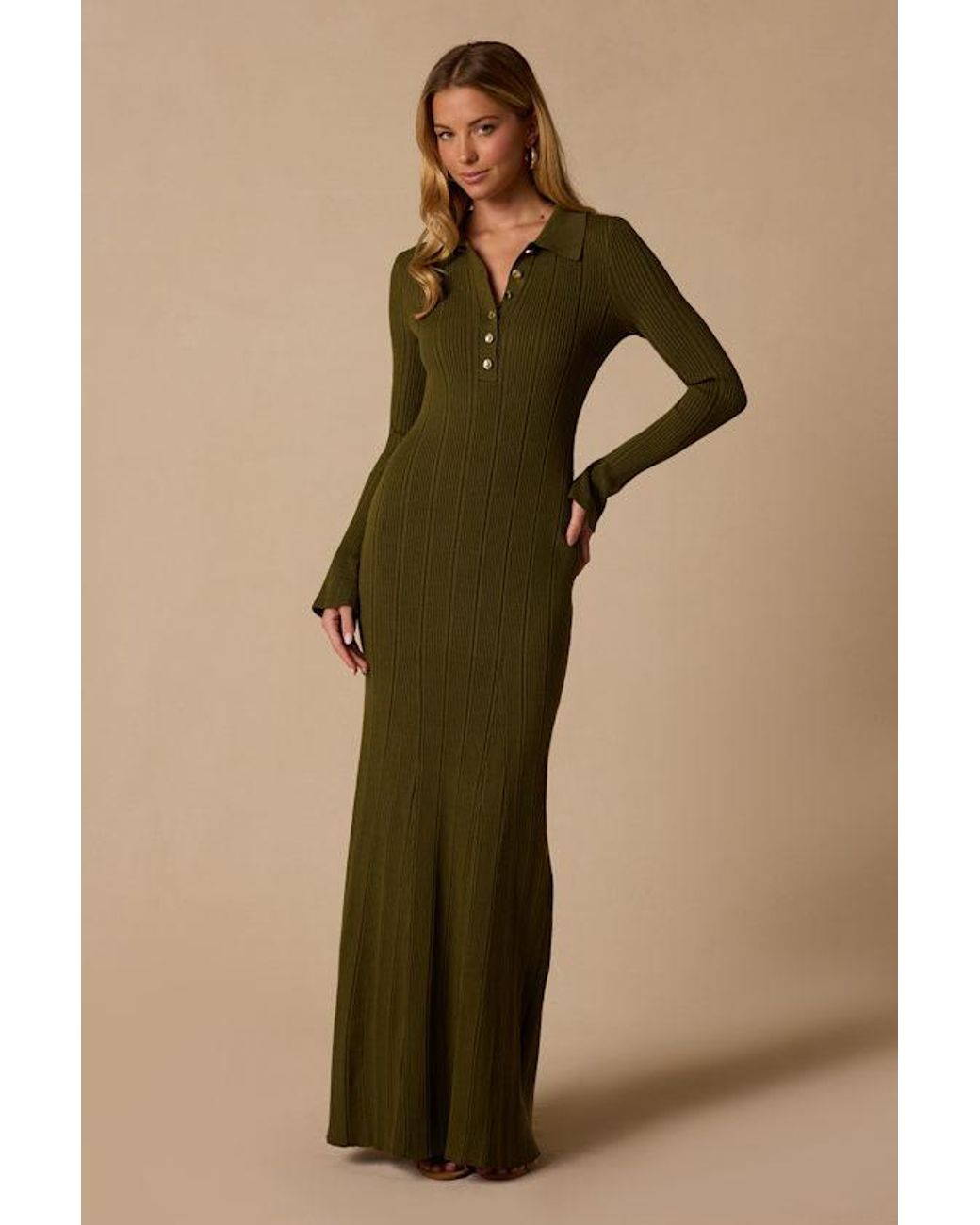 Lulus Green Juna Ribbed Knit Maxi Dress