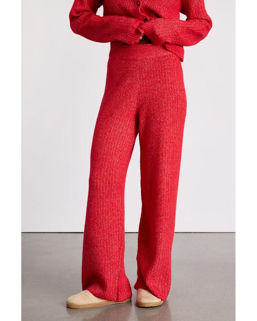 Lulus Red Carvalho Ribbed Knit Sweater Pants