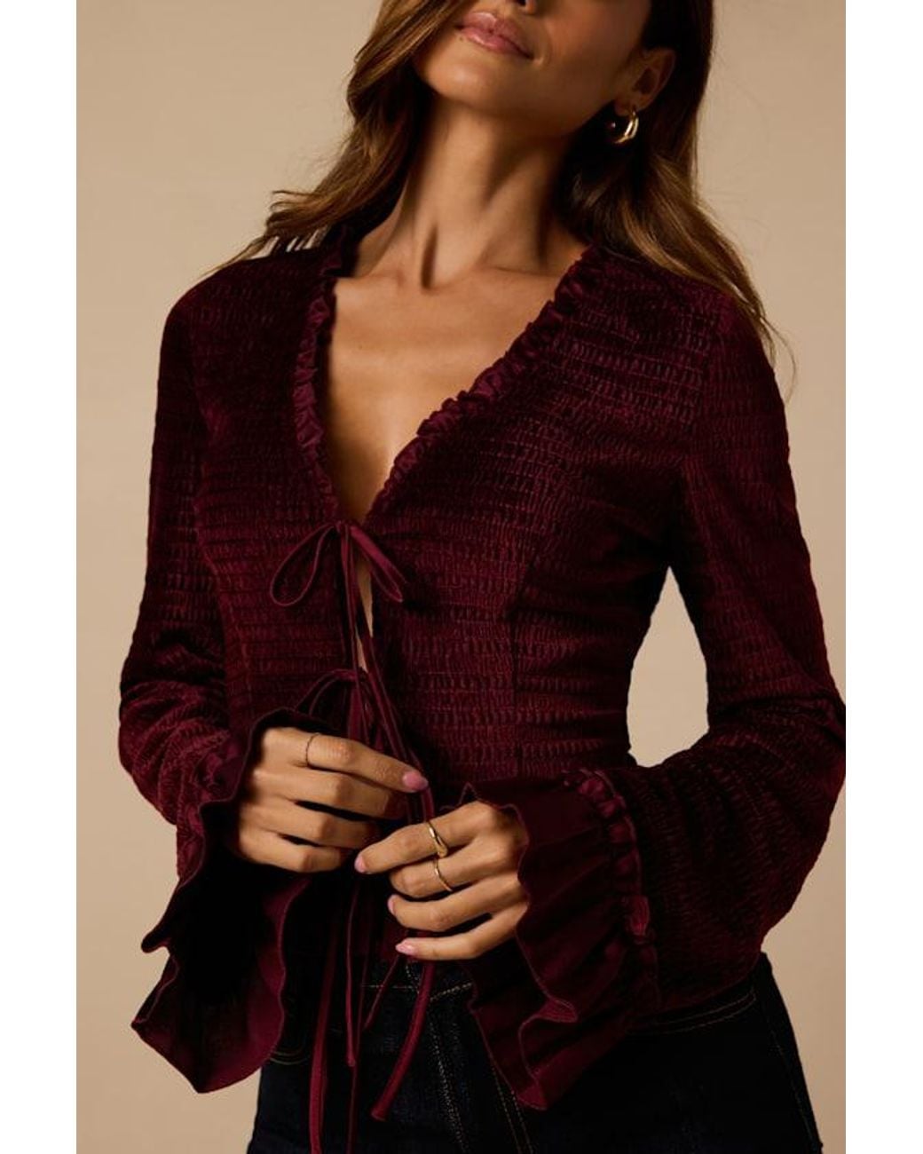 Lulus Purple Wyle Velvet Long Sleeve Top