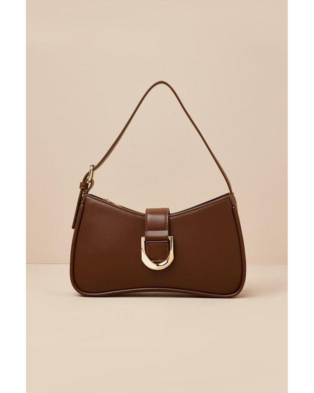 Lulus Brown Oh-So Chic Buckle Shoulder Bag