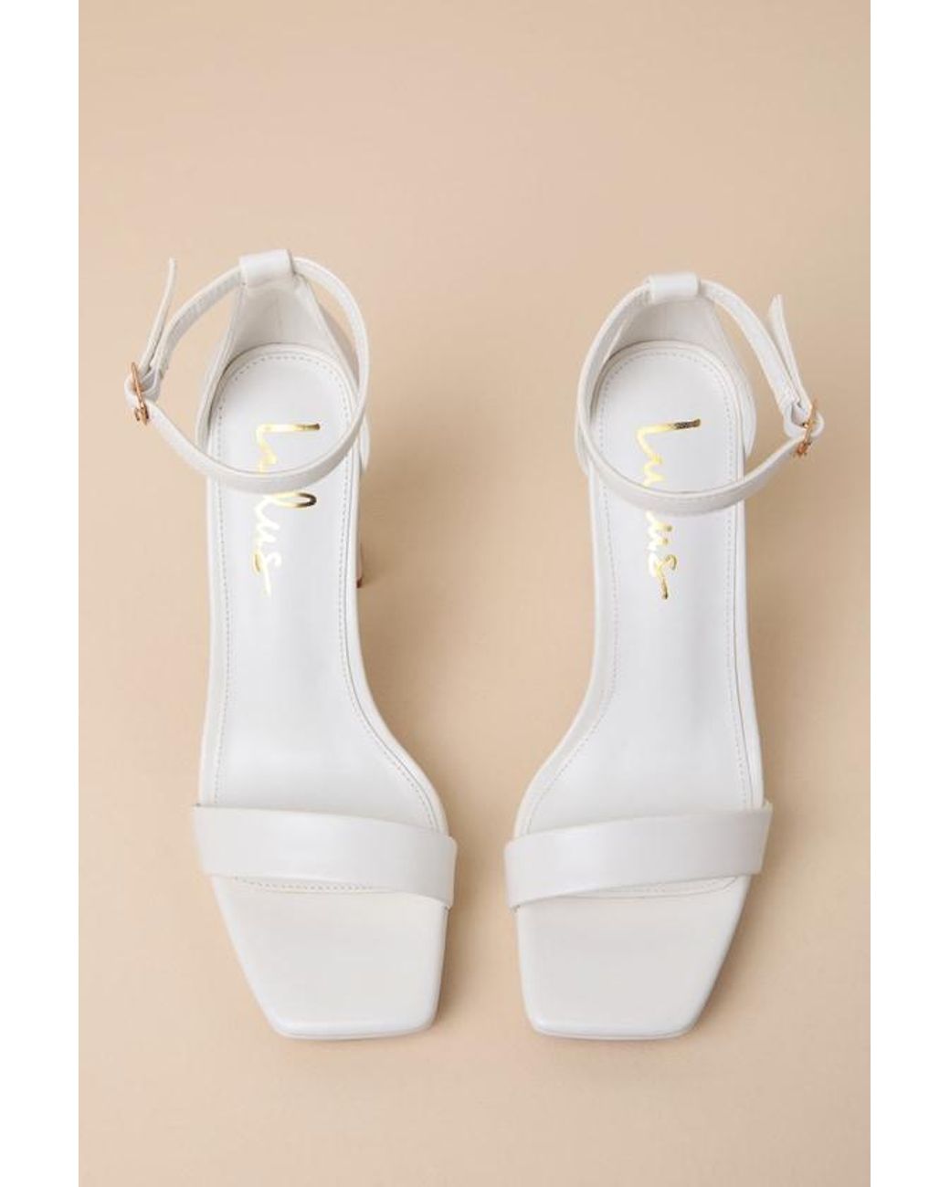 Lulus Natural Signie Square-Toe Platform Ankle Strap Heels