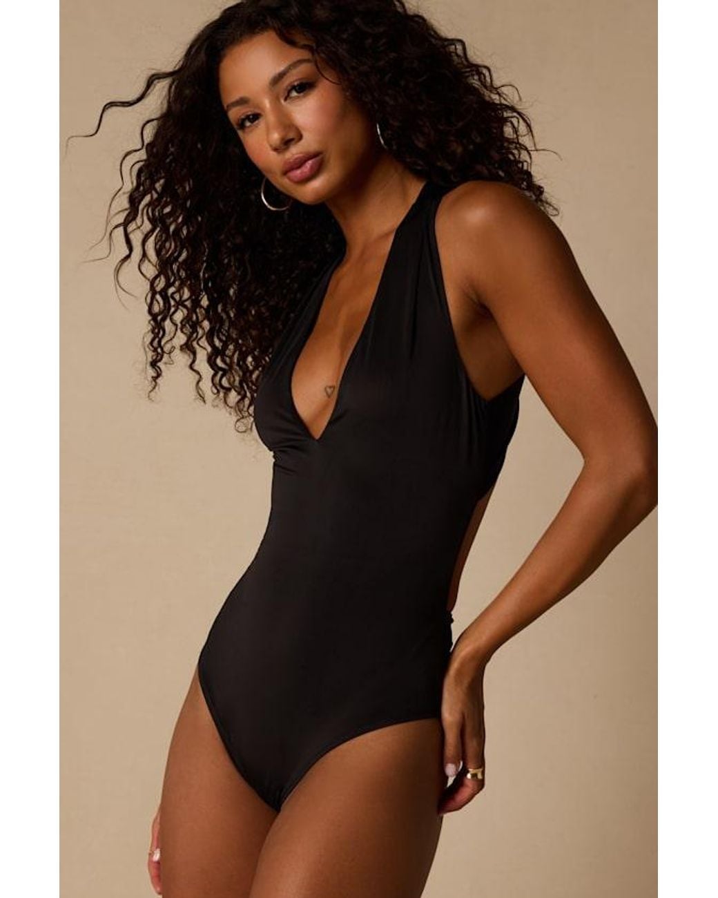 Lulus Blue Emerson Slinky Knit Cross-Back Bodysuit