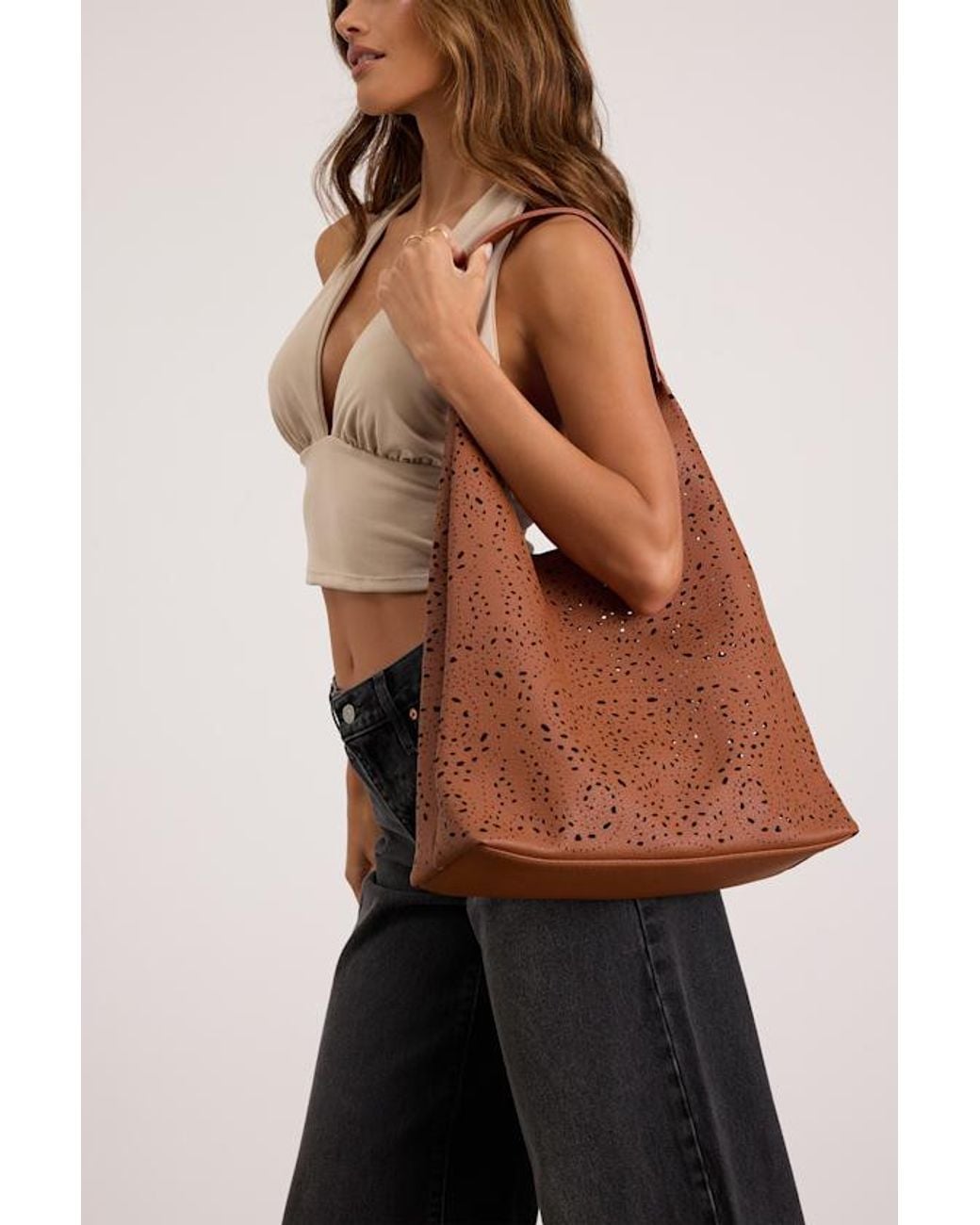 Lulus Brown Deon Cutout Tote Bag
