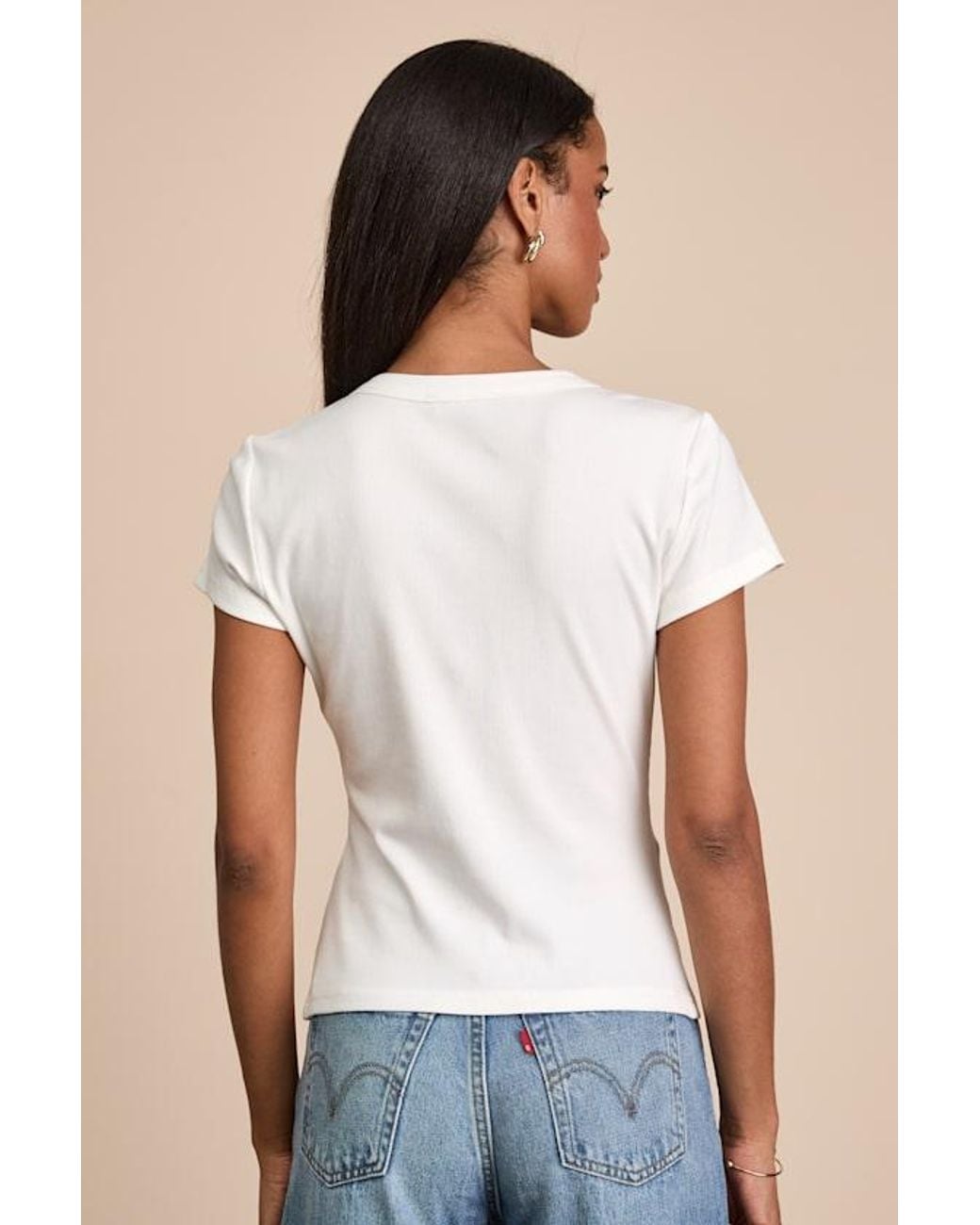Lulus Blue Annalena Ribbed Button-Front Short Sleeve Top