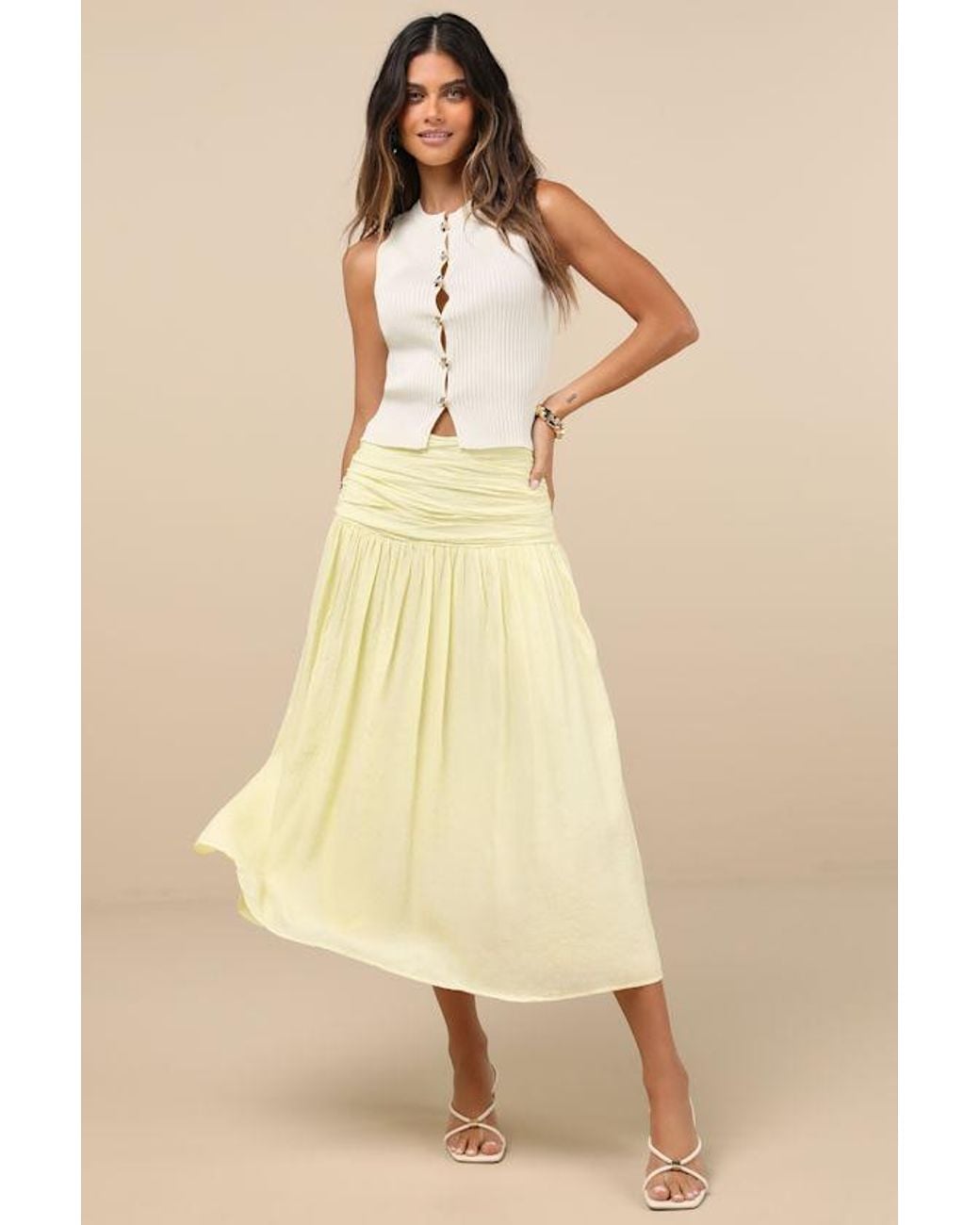 Lulus Natural Conceptually Chic Ribbed Knit Button-Front Tank Top
