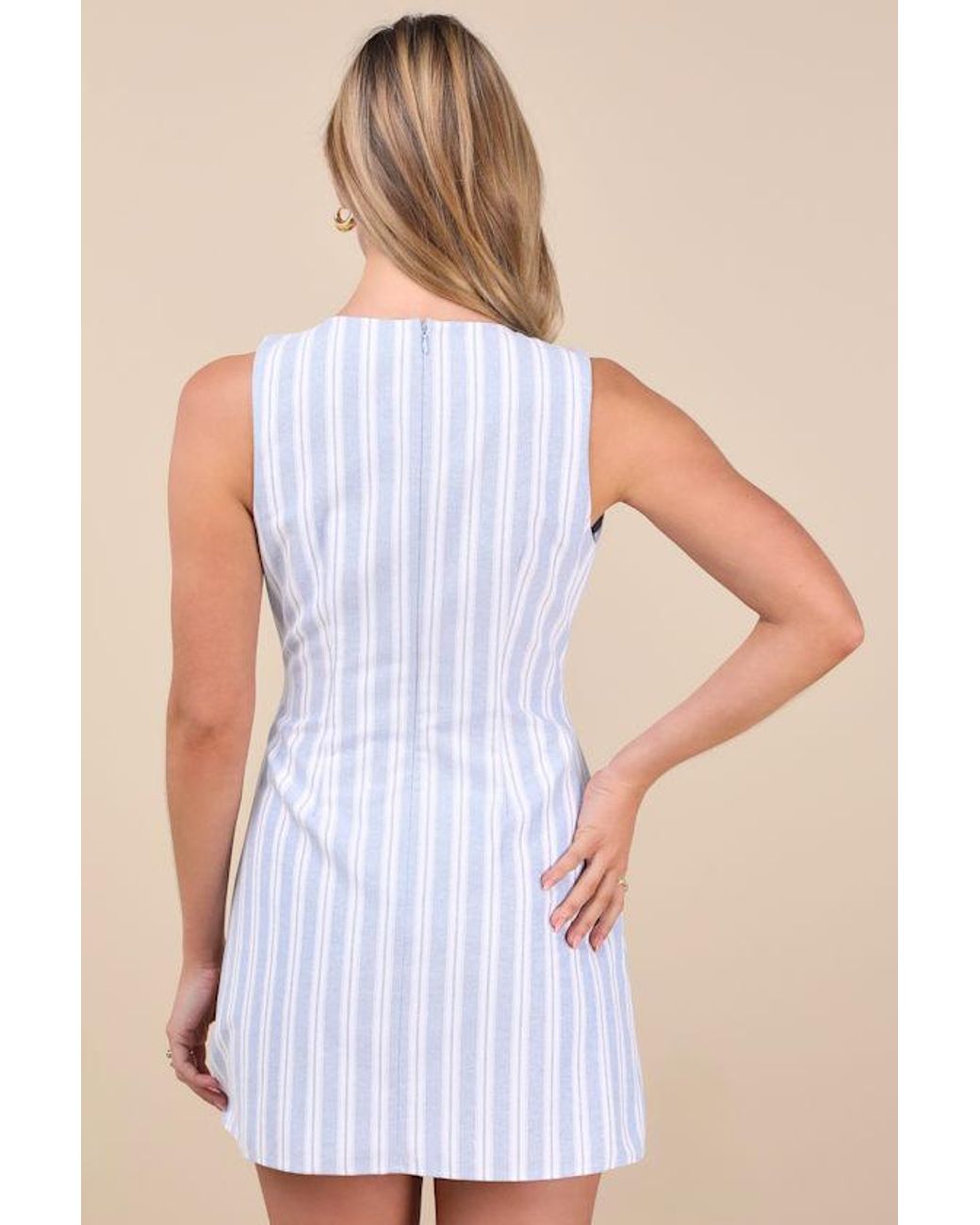 Lulus Blue Alyvia Striped Sleeveless Mini Dress