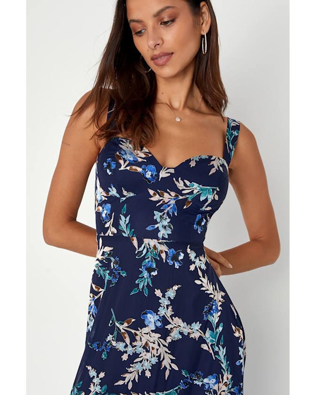 Lulus Blue Stunning Sweetness Floral Burnout Maxi Dress