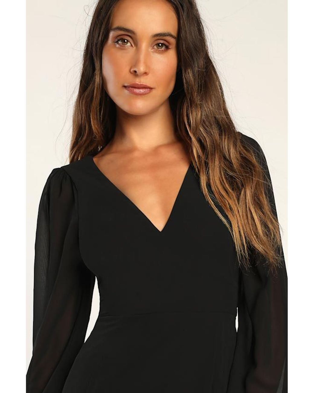 Lulus Black Tier Elegance Long Sleeve Tiered Maxi Dress