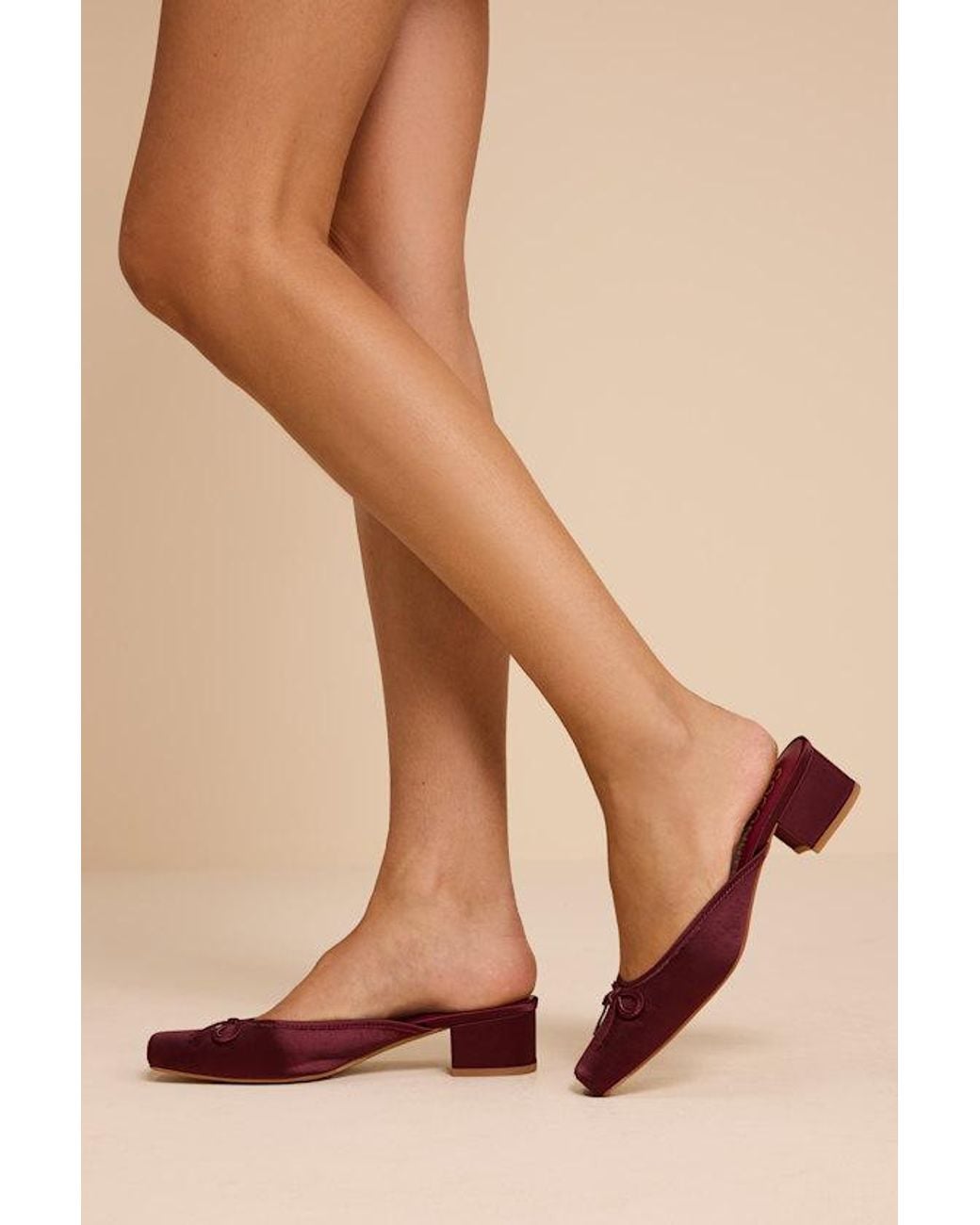 Matisse Natural Geneva Fig Satin Low-Heel Mule Pumps