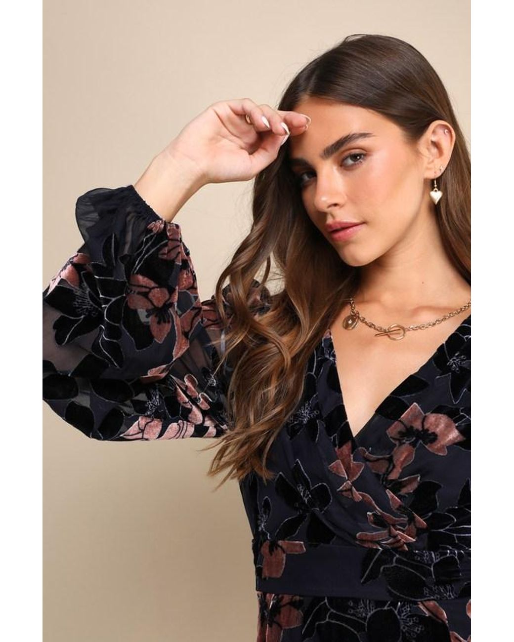 Lulus Black Stunning Feeling Velvet Floral Burnout Mini Dress