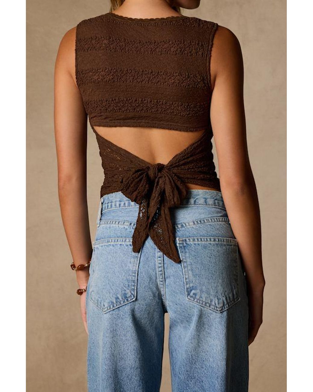 Lulus Brown Prestyn Tie-Back Tank Top