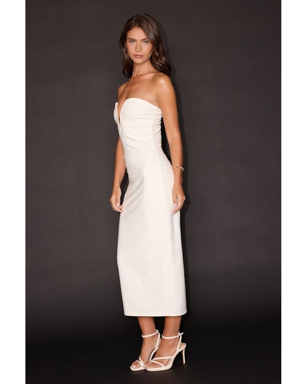 Lulus Black Iniko Strapless Bodycon Midi Dress