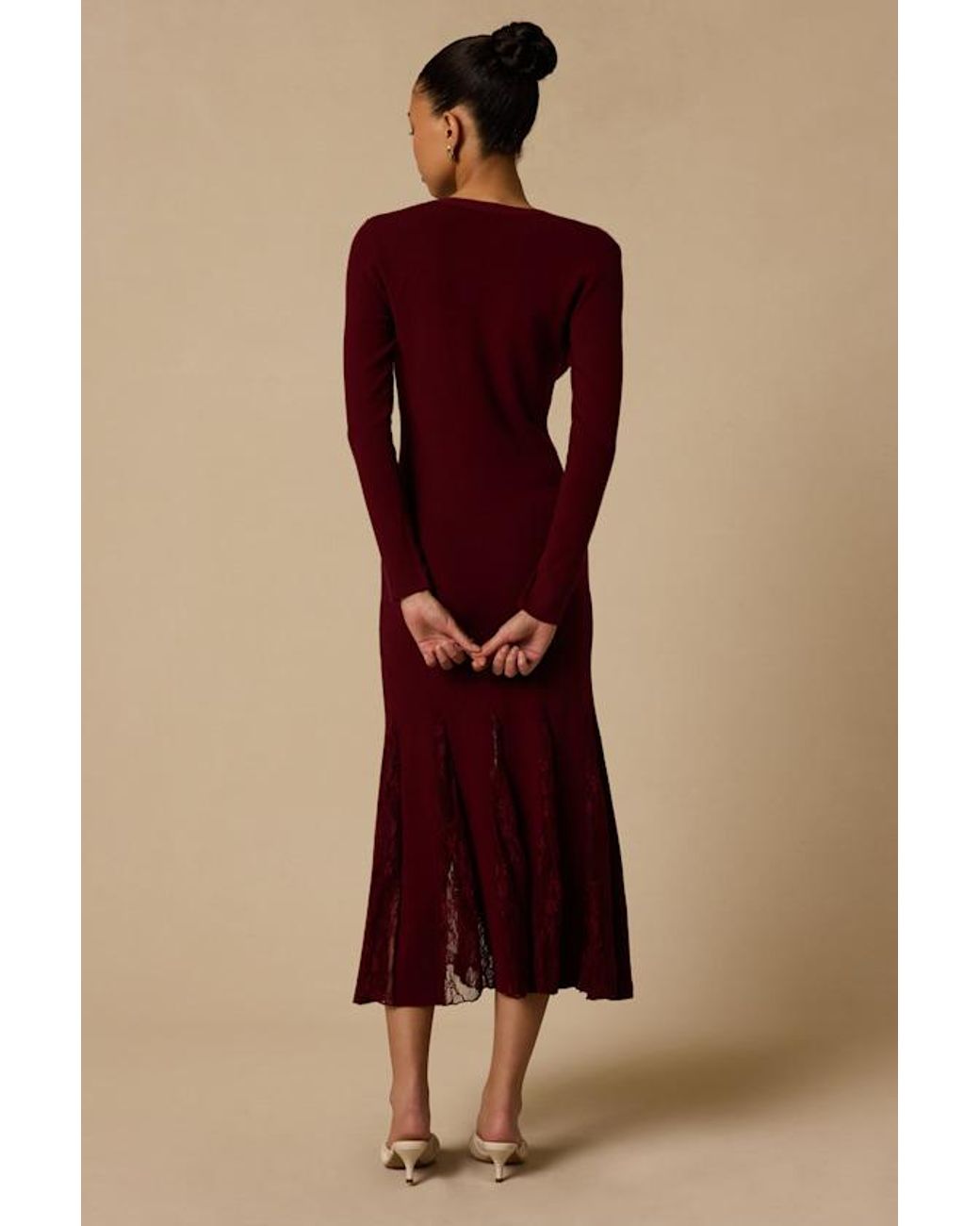 Lulus Red Hollins Lace Sweater Dress