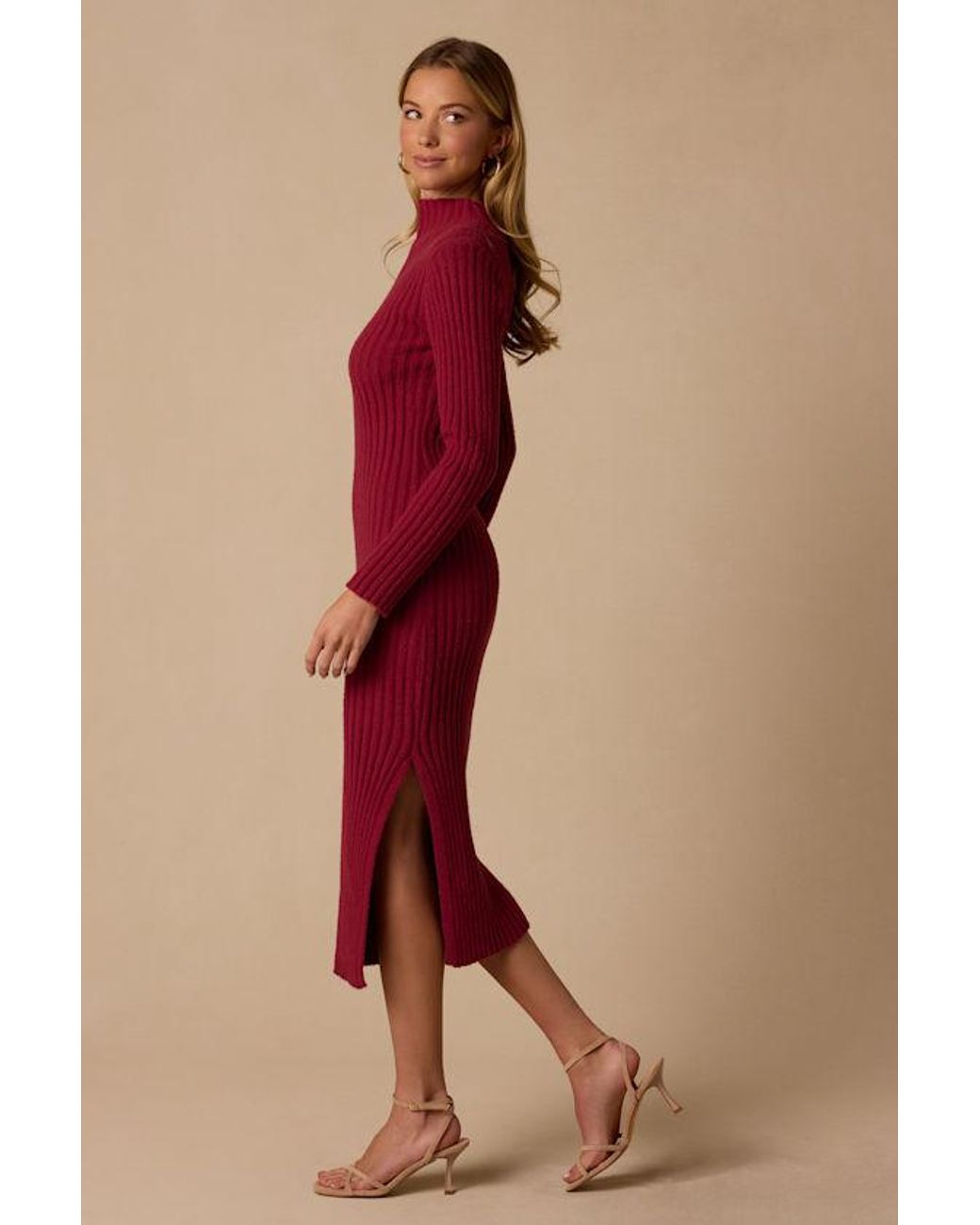 Lulus Red Irresistible Feelings Fuzzy Knit Midi Sweater Dress