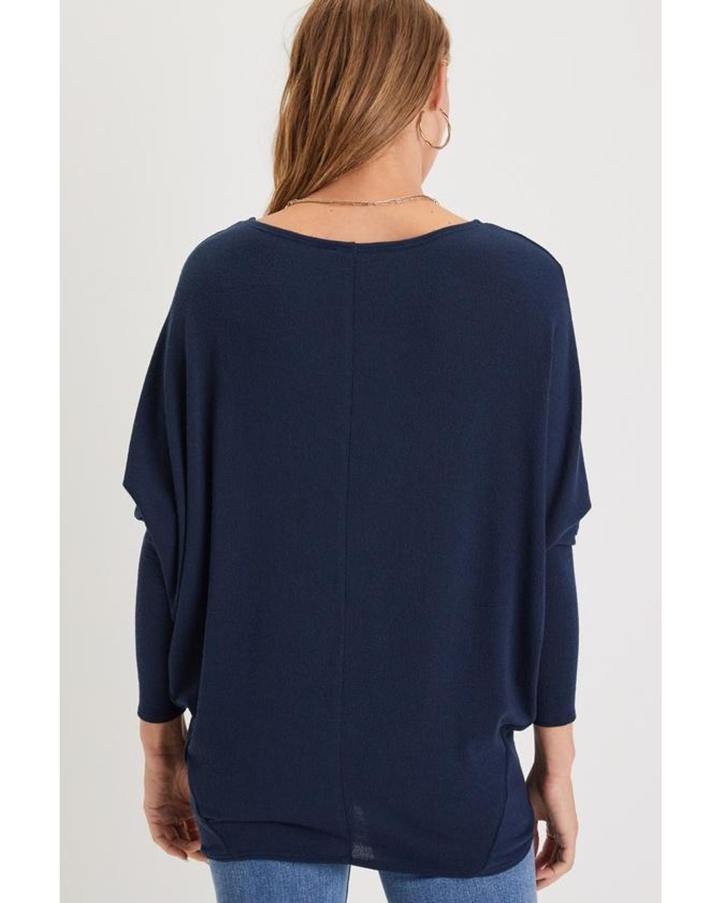 Lulus Basics Blue Verla Dolman Sleeve Sweater Top