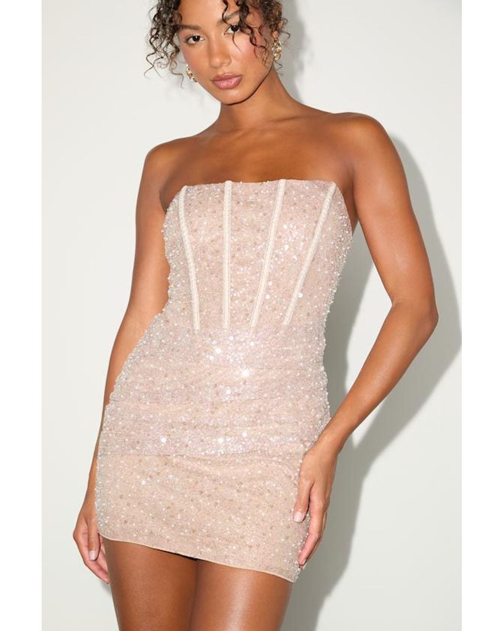 Lulus Vivacious Lace-Up Strapless Mini Dress | Lyst
