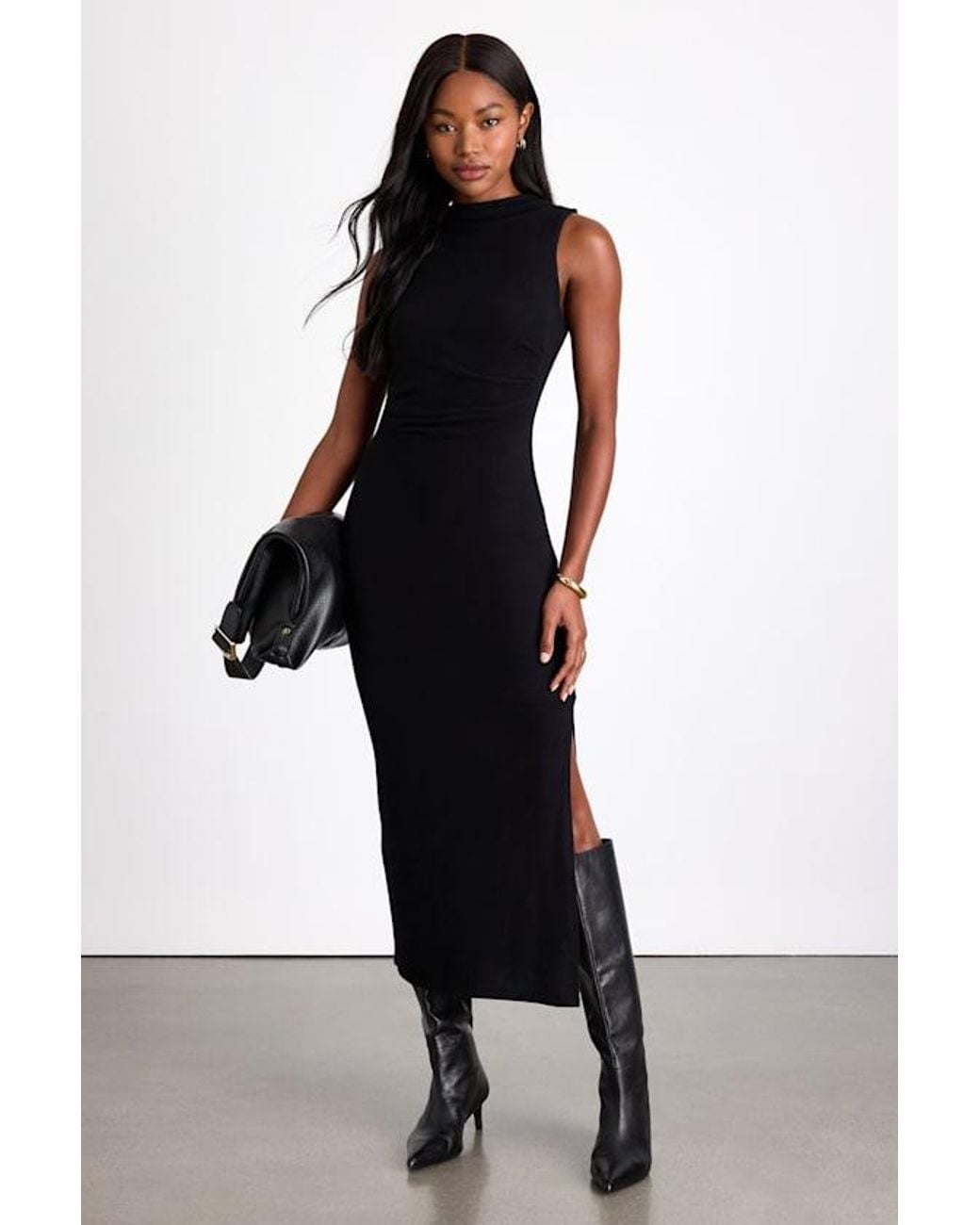 Lulus Black Zephine Sleeveless Sweater Midi Dress