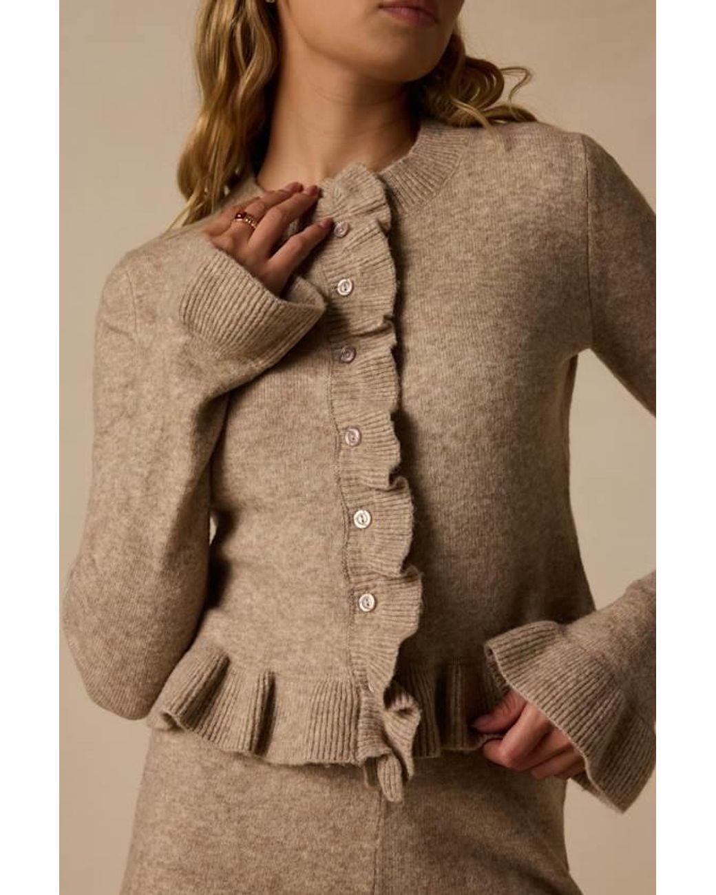 Lulus Brown Cozy Moments Ruffled Sweater Top