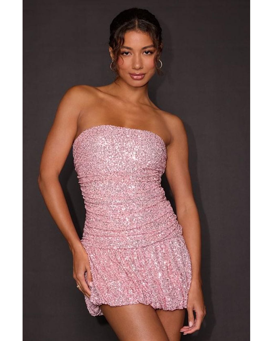 Lulus Pink Caia Sequin Drop Waist Mini Dress
