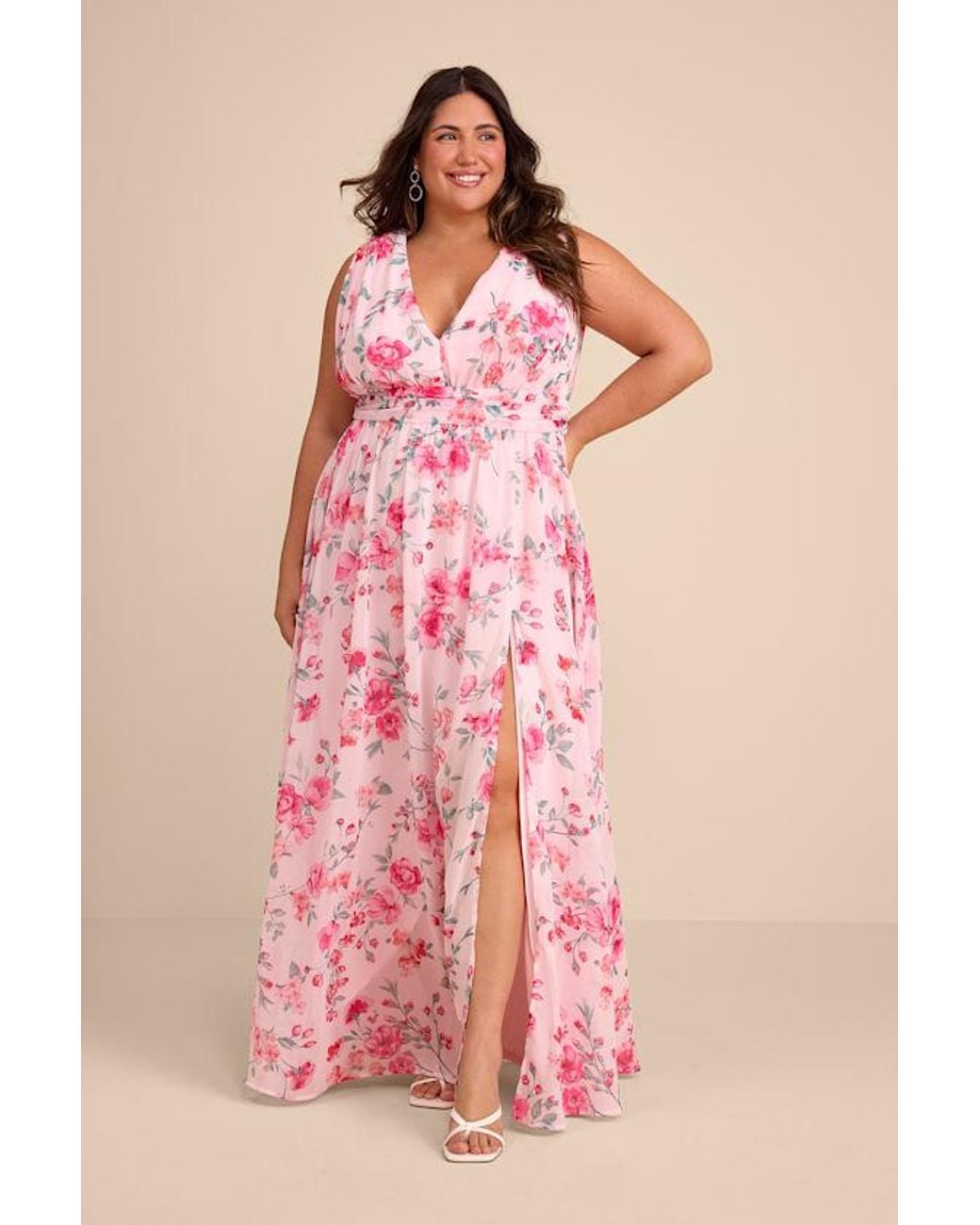Lulus Pink Garden Meandering Blush Floral Print Maxi Dress