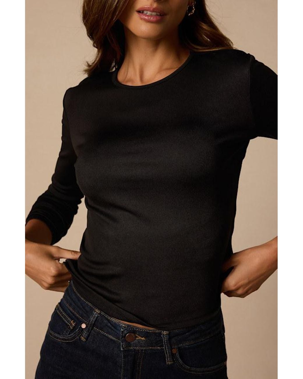 Lulus Black Madigan Backless Long Sleeve Top