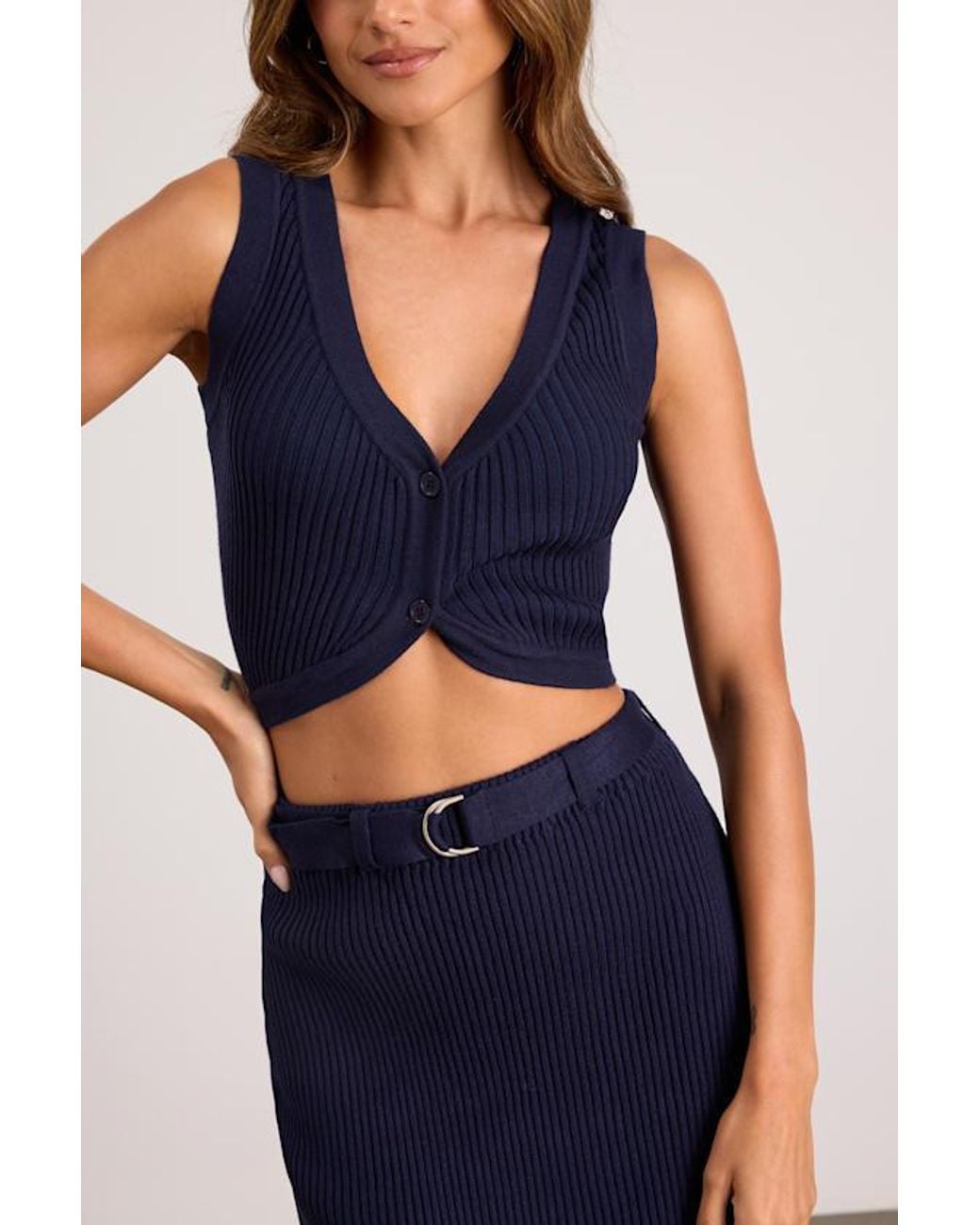 Lulus Blue Mariah Ribbed Two-Piece Sweater Midi Dress