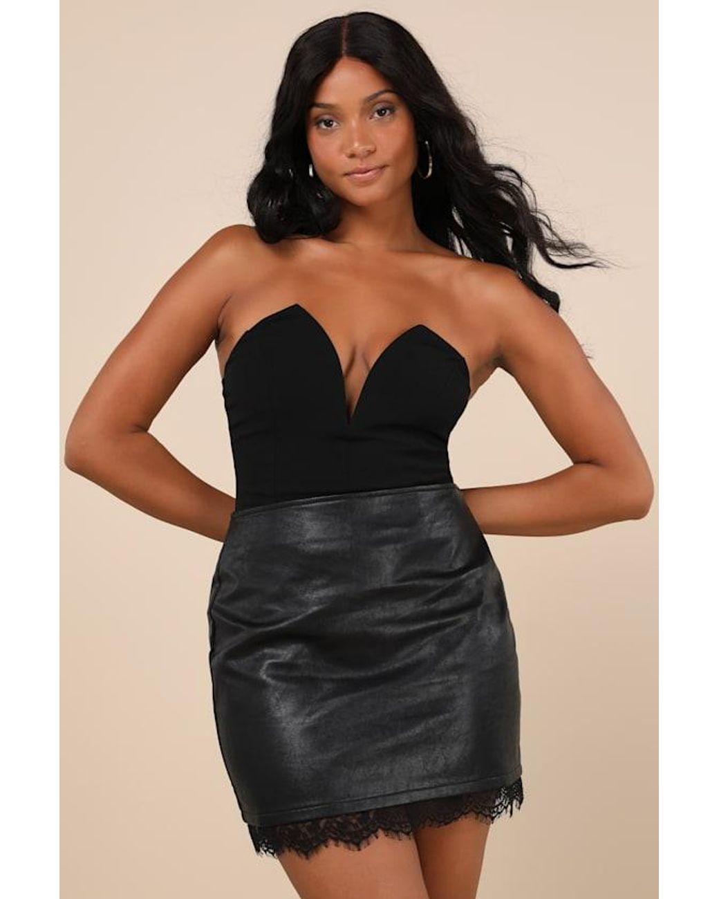 Lulus Blue Babe Alert Notched Strapless Bodysuit