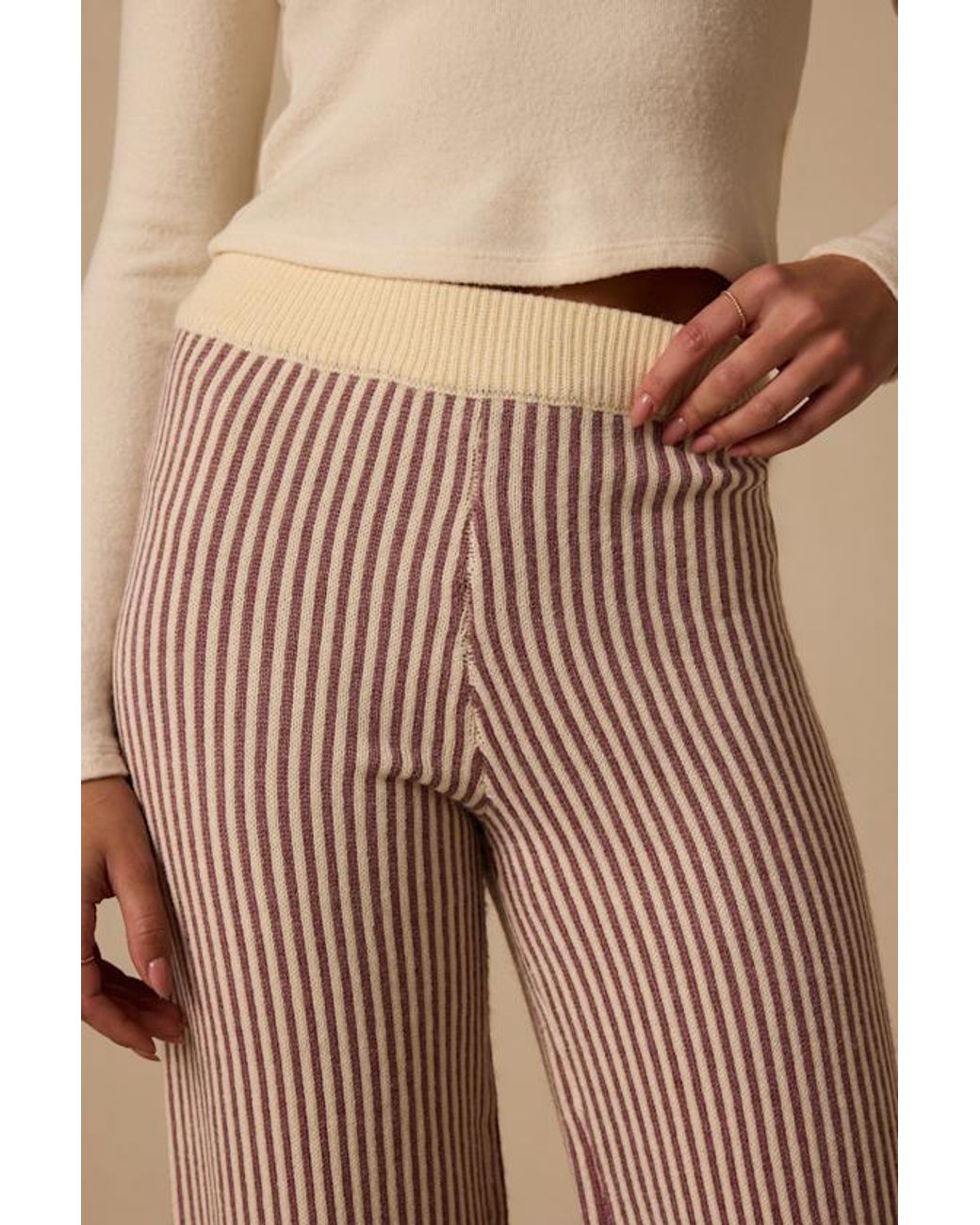 Lulus Natural Rainier Striped Sweater Pants