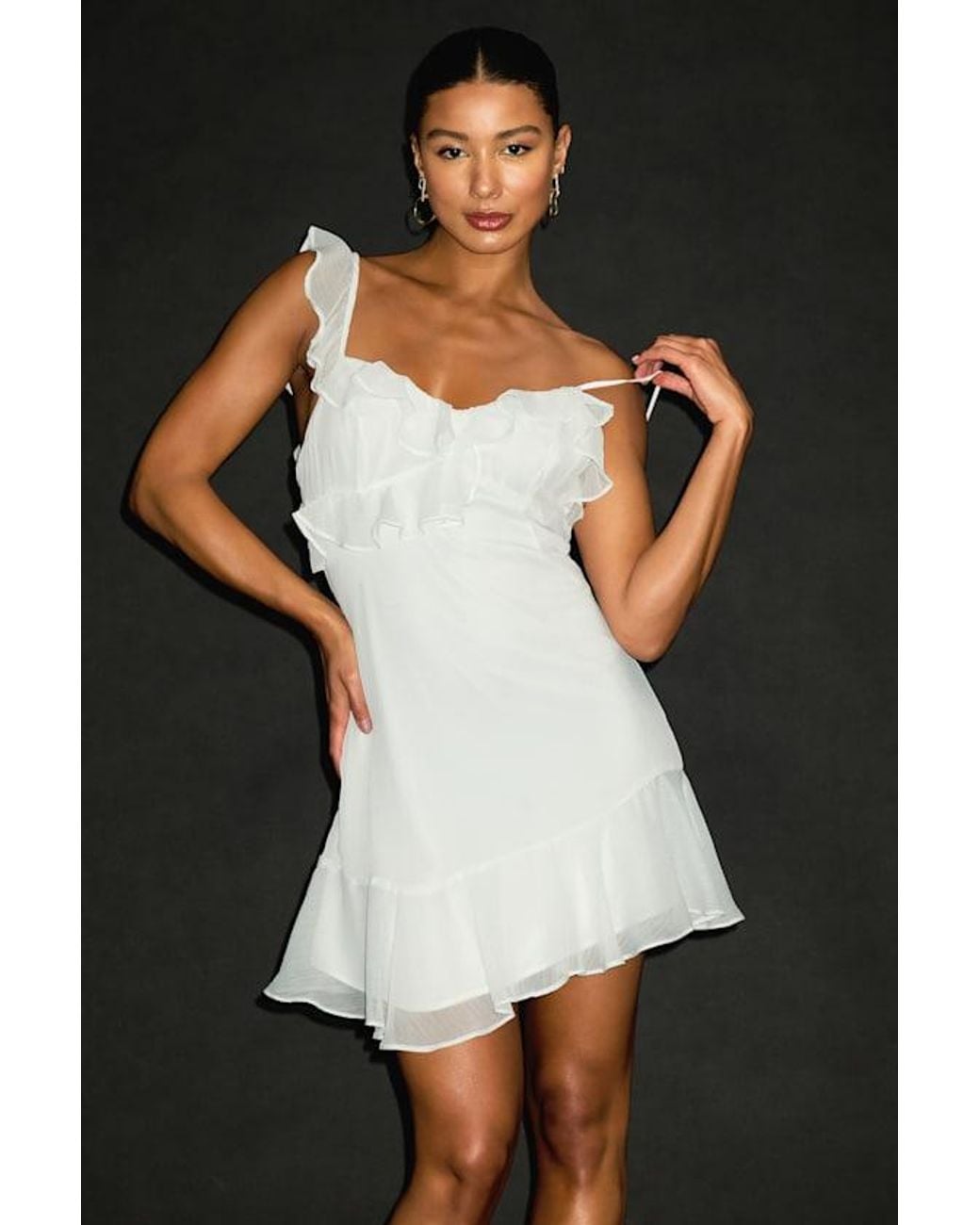 Lulus Black Captivating Always Ruffled Asymmetrical Mini Dress
