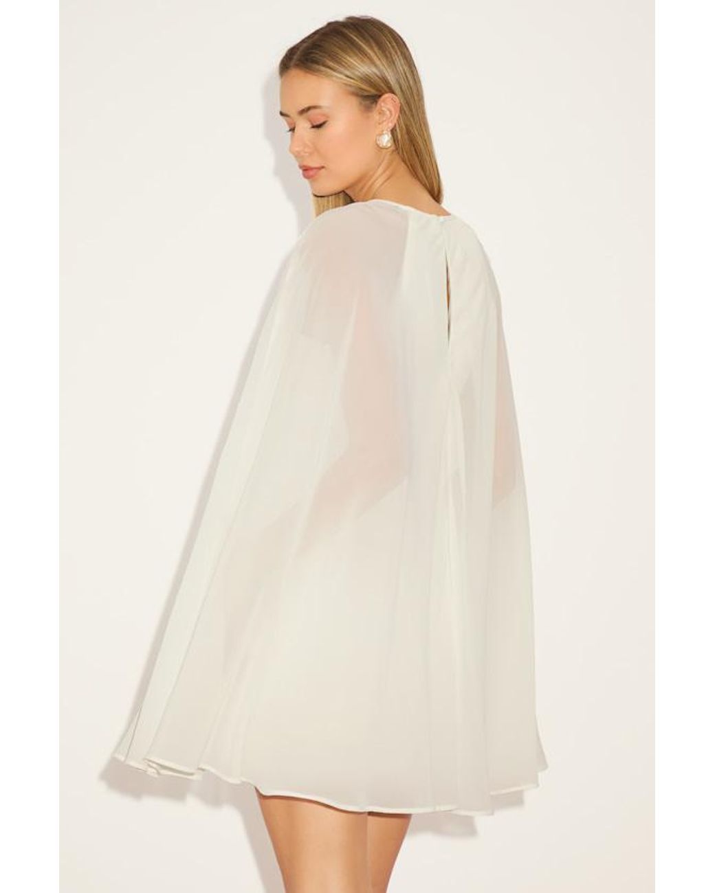 Lulus White Captivating Drama Cape Sleeve Mini Dress